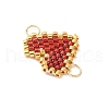 Handmade Glass Seed Beads Heart Links PALLOY-MZ00610-4