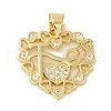 Rack Plating Brass Micro Pave Clear Cubic Zirconia Pendants KK-P267-11B-G-1