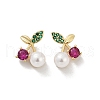 Cherry Brass Micro Pave Cubic Zirconia Stud Earrings EJEW-Z115-10G-4