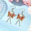 Butterfly Faceted Bicone Glass Beads Snowflake Dangle Earrings EJEW-MZ00429-02-1