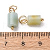 Natural Flower Amazonite Column Charms with 304 Stainless Steel Jump Rings G-Q032-01G-3