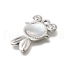 304 Stainless Steel Pave Natural White Shell Pendants STAS-C122-21F-02P-2
