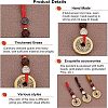 SUPERFINDINGS 3Pcs 3 Style Brass Lucky Coins Five Emperor Money Feng Shui Coins Pendant AJEW-FH0002-29-2