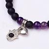 Natural Amethyst Bead Charm Bracelets BJEW-JB02694-04-2