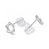 Anti-Tarnish Rhodium Plated Star of David 999 Fine Silver Stud Earrings for Women EJEW-S215-05P-3
