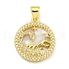 Brass Micro Pave Clear Cubic Zirconia Pendants KK-K354-04G-11-1
