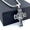 Greek Stainless Steel Vintage Religion Jesus Cross Pendant Necklaces for Men RW3479-3