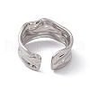 304 Stainless Steel Twist Wave Open Cuff Ring for Women RJEW-C045-22P-3