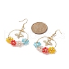 Glass Beaded Flower & Alloy Bee Dangle Earrings EJEW-JE05218-01-3