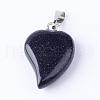 Synthetic Blue Goldstone Pendants with Brass Findings G-R390-06-1