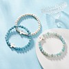 3Pcs 3 Style Natural Blue Quartz & Grade A Amazonite & Turquoise Cross Beaded Stretch Bracelets Set BJEW-JB09408-5