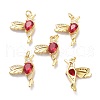 Brass Micro Pave Dark Red Cubic Zirconia Pendants ZIRC-L100-118G-1