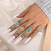 20Pcs Bohemian Style Alloy with Resin Cuff Rings FS-WG5AD72-02-2