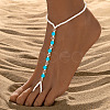 Luminous Resin Round Beaded with Glass Seed Beaded Anklets WG45460-04-1