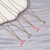 FIBLOOM 4Pcs 4 Style Hat & Shoes Enamel Pendant Necklaces Set with Cable Chains NJEW-FI0001-11-5