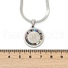 304 Stainless Steel Flat Round Pendant Flat Snake Chain Necklaces for Men NJEW-S387-04P-5
