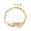 Brass Micro Pave Clear Cubic Zirconia Flower Link Bracelets for Women BJEW-U044-03A-G-4