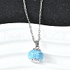 Synthetic Turquoise Rondelle Pendant Urn Ashes Necklaces NJEW-K393-01P-1