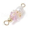 Frosted Flower Natural Cultured Freshwater Pearl & Acrylic Connector Charms PALLOY-JF03590-06-5