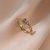 Clover Brass Pave Cubic Zirconia Finger Rings FS-WGDD50E-01-1