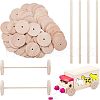 Olycraft 26 Sets Chinese Cherry Wood Unfinshed Wheel & Stick DIY-OC0004-16-2