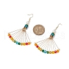 Fan Shape Alloy and Glass Pendants Earrings EJEW-JE05972-3