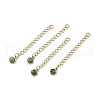 Ion Plating(IP) 316 Surgical Stainless Steel Curb Chain Extender with Natural African Turquoise(Jasper) Round Charm STAS-A097-01G-04-1