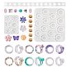 Spinning Fidget Ring & Butterfly & Shell & Flower & Starfish & Paw Print Silicone Molds Kit BY-TAC0003-08-2