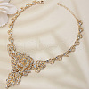 Flower Alloy Crystal Rhinestone Pendant Necklace & Stud Dangle Earring Sets FS-WG26700-01-3