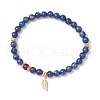Natural Lapis Lazuli and Natural Carnelian Stretch Bracelets BJEW-JB11964-3