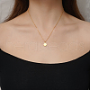 Simple Stainless Steel Pave Clear Cubic Zirconia Flat Round Pendant Necklaces for Women's Daily Wear AQ5900-2-4