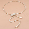 White Plastic Imitation Pearl Round Beaded Tassel Chain Belts for Dress FS-WGDCF9E-03-1