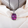 Oval Alloy Pave Dyed Natural Shell Pendant Necklaces FS-WGA0329-02-1