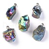 Rough Raw Electroplate Natural Crystal Quartz Pendants G-S282-15C-1