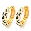 Rack Plating Rhombus Pattern Brass Enamel Hoop Earrings EJEW-C102-47G-01-1