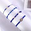 4Pcs 4 Styles Golden Alloy Link & Resin Beads Braided Bead Bracelets & Glass Beads Stretch Bracelets FS-WG3FBEF-04-1