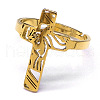 304 Stainless Steel Adjustable Finger Rings. Hollow Cross RJEW-C074-04G-1