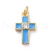 Cubic Zirconia Tiny Cross Charms KK-G363-03G-04-1