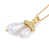 Rack Plating Brass Micro Pave Clear Cubic Zirconia Teardrop Pendant Box Chain Necklaces NJEW-P317-03G-1