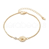 Brass Micro Pave Cubic Zirconia Birthday Flower Link Bracelets BJEW-U031-01G-04-4
