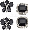 ARRICRAFT 2 Pairs 2 Style Butterfly & Rectangle Glass Rhinestone Shoe Decoration AJEW-AR0001-82-1