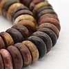 Flat Round/Disc Natural Polychrome Jasper/Picasso Stone/Picasso Jasper Beads Strands G-M137-02-1