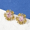 Flower Brass Micro Pave Cubic Zirconia Stud Earrings EJEW-M082-20G-3