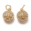 Brass Micro Pave Clear Cubic Zirconia Charms ZIRC-C020-69G-1