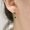 925 Sterling Silver Cubic Zirconia Plum Blossom Hoop Earrings IM8168-3-1