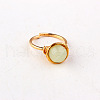 Iron Wire Wrapped Synthetic Luminous Stone Round Beaded Cuff Rings WGDBE9A-07-2