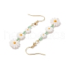 2Pairs 2 Styles Flower Natural Freshwater Shell Leverback & Dangle Earring Sets EJEW-JE06338-5