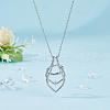 FIBLOOM 1Pc Stainless Steel Teardrop Pendant Necklaces NJEW-FI0001-61P-5