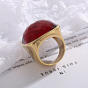 Rectangle 304 Stainless Steel with Glass Finger Rings FS-WG61EEA-06-1
