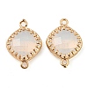 Brass Pave Faceted Glass Connector Charms KK-G486-01G-1